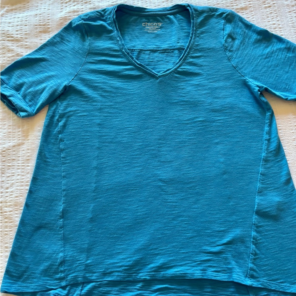 Chico's Teal V-Neck Top, size 1.